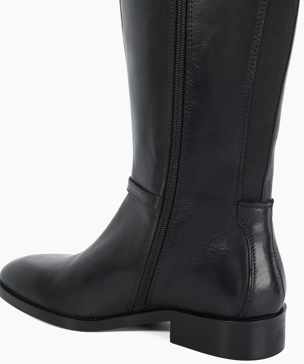Taylyn Black Riding Boots With Signature Buckle Detail Dune London