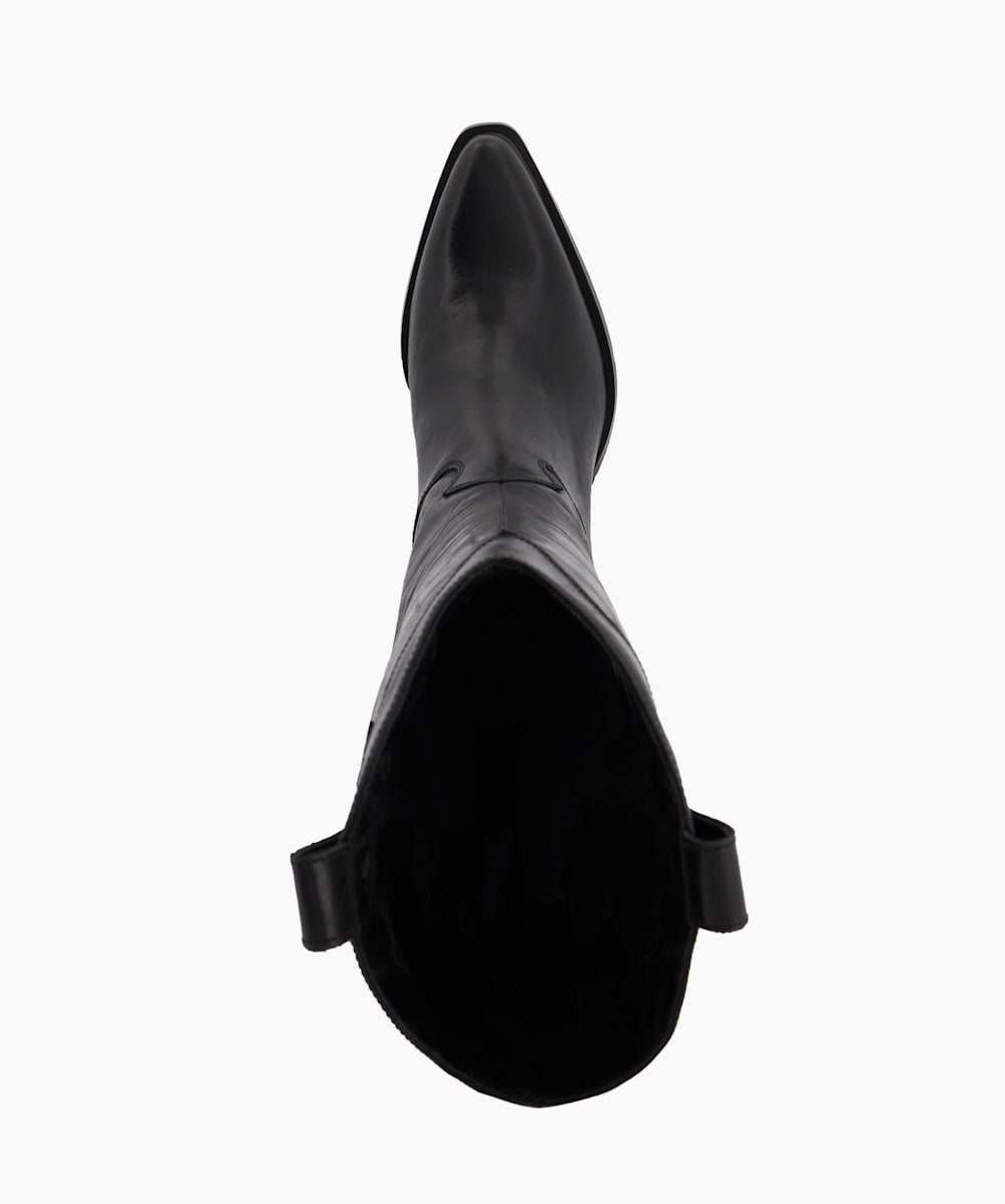 Tennessee Black Leather Knee High Western Boots Dune London