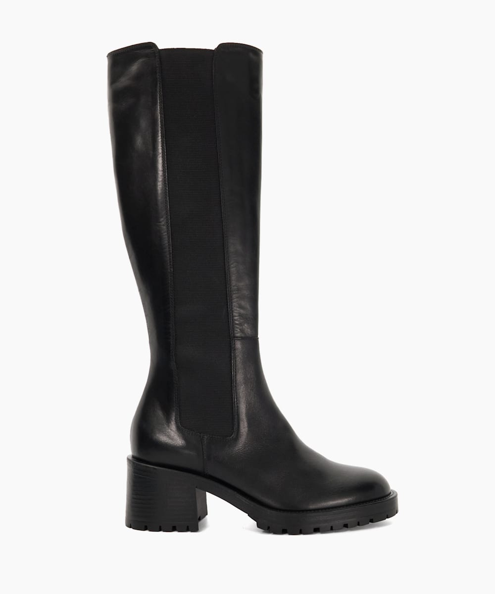 Tessia Black Chunky Knee High Boots Dune London