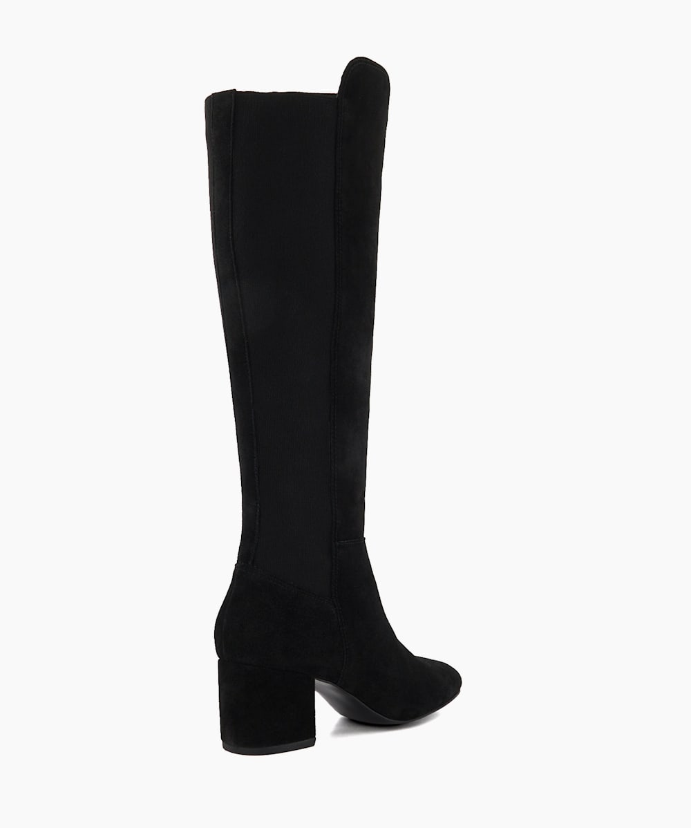 Theme Black Block Heel Suede Knee High Boots Dune London