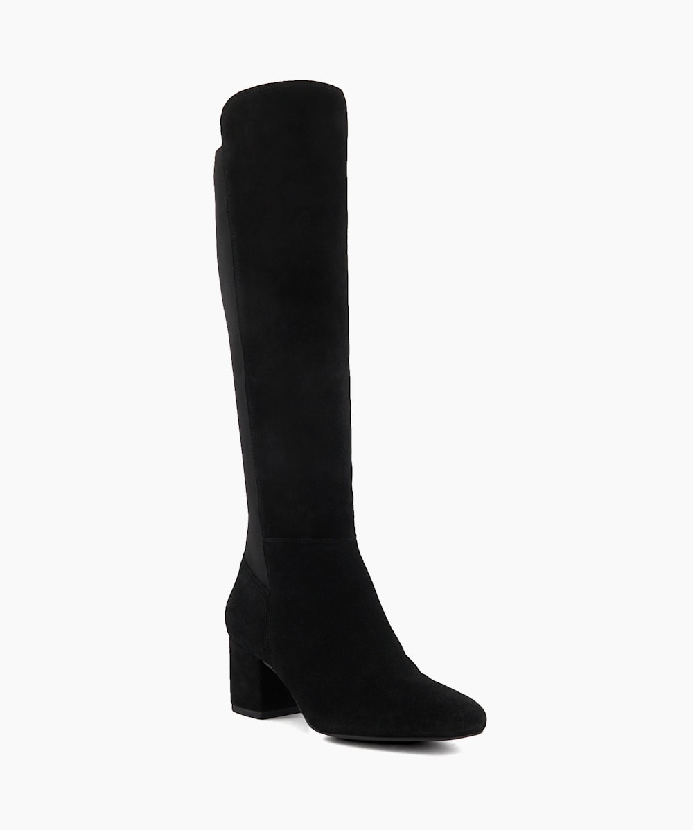 Long black suede discount boots with heel