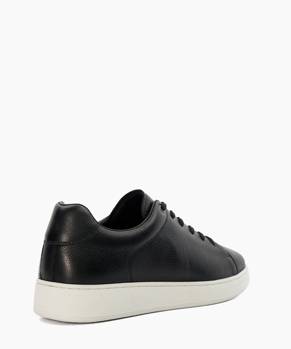 Theons Black Leather Cup Sole Trainers Dune London