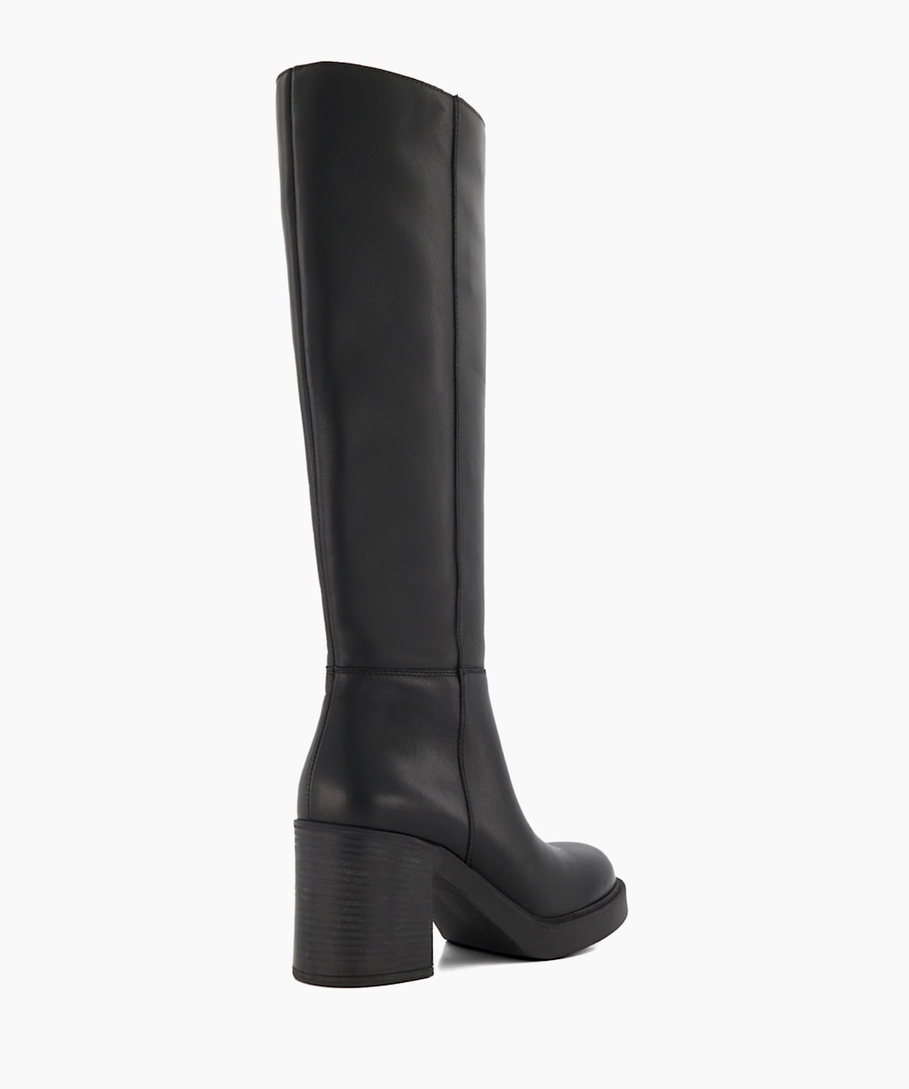 Block heel black knee high boots deals