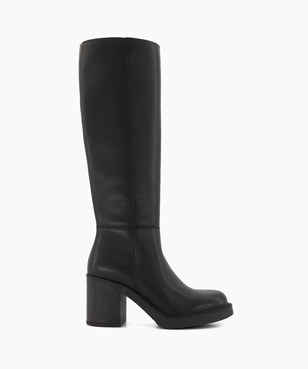 Black leather look boots online