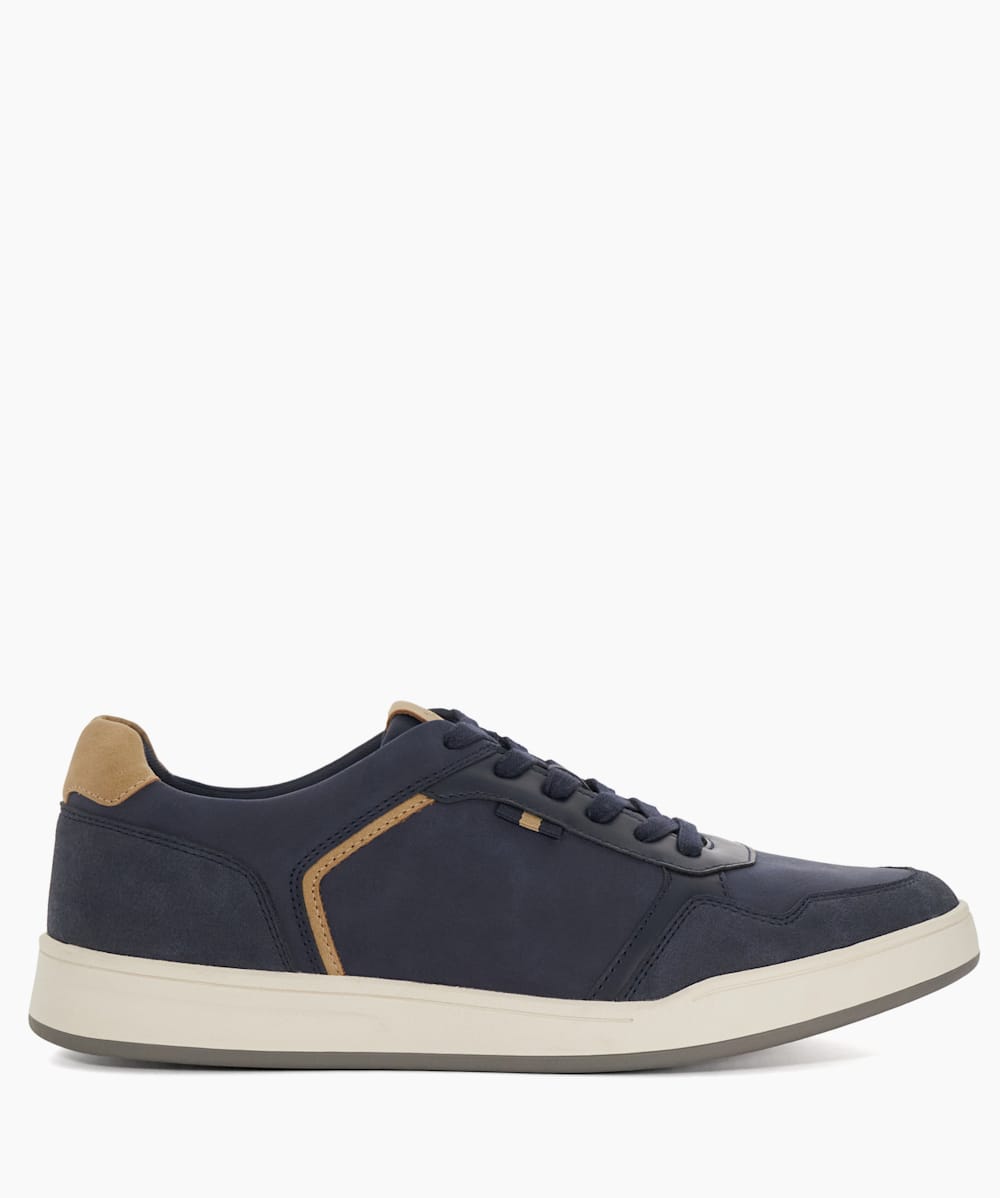 Tinted Navy Stitch Detail Lace Up Trainers Dune London