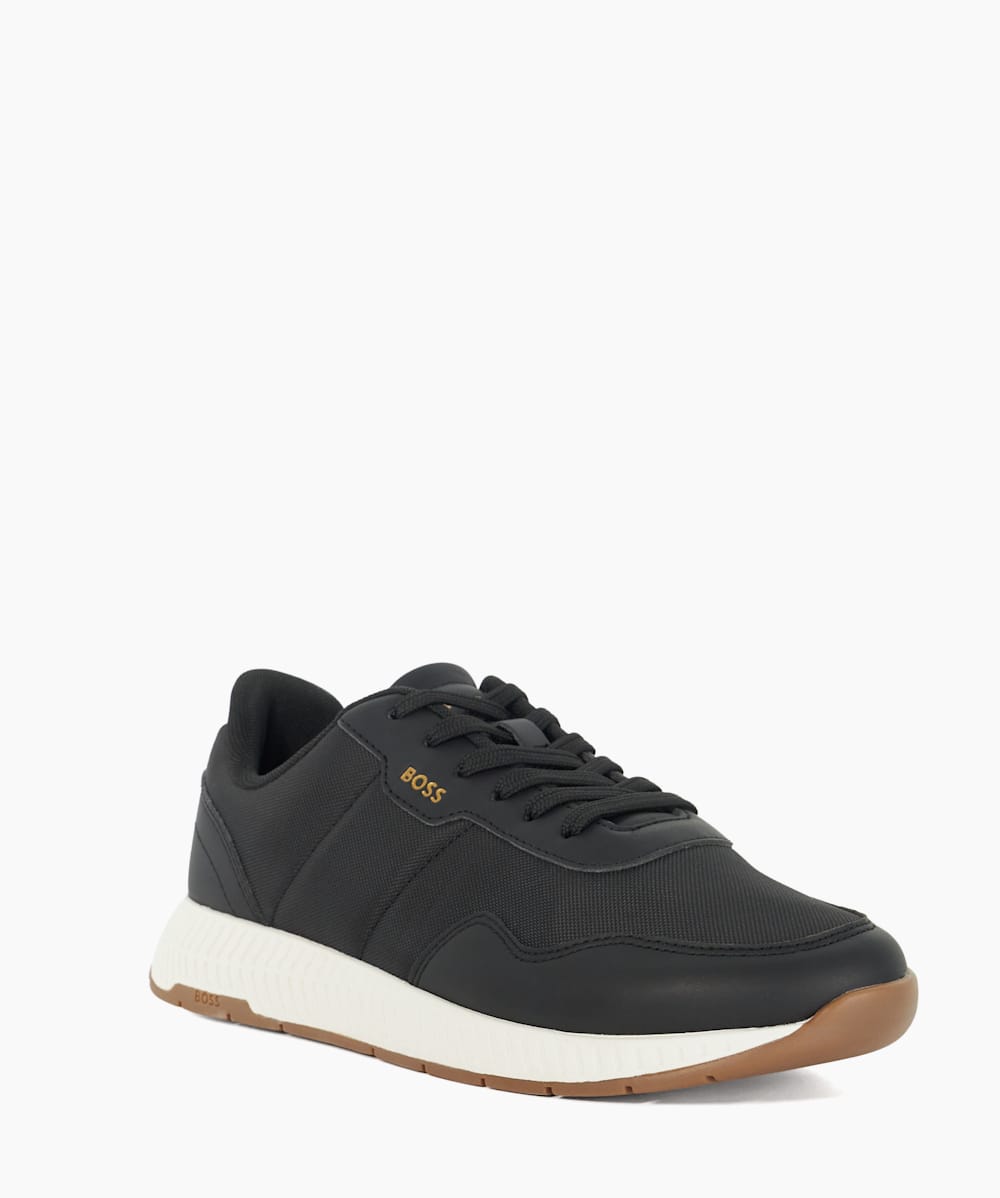 Black knit top runner trainers