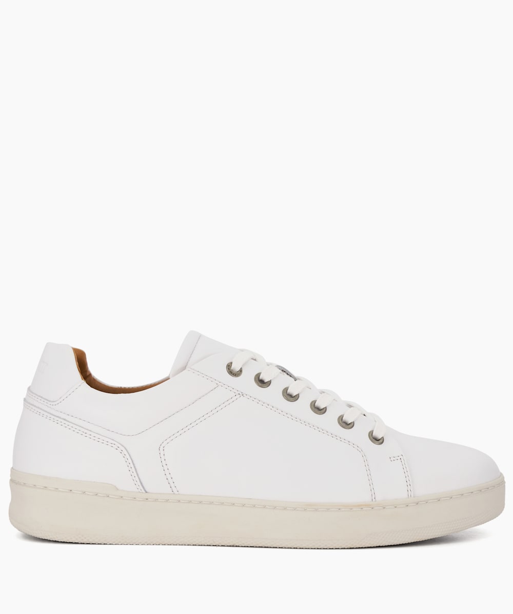 Toledo White Leather Lace Up Trainers Dune London
