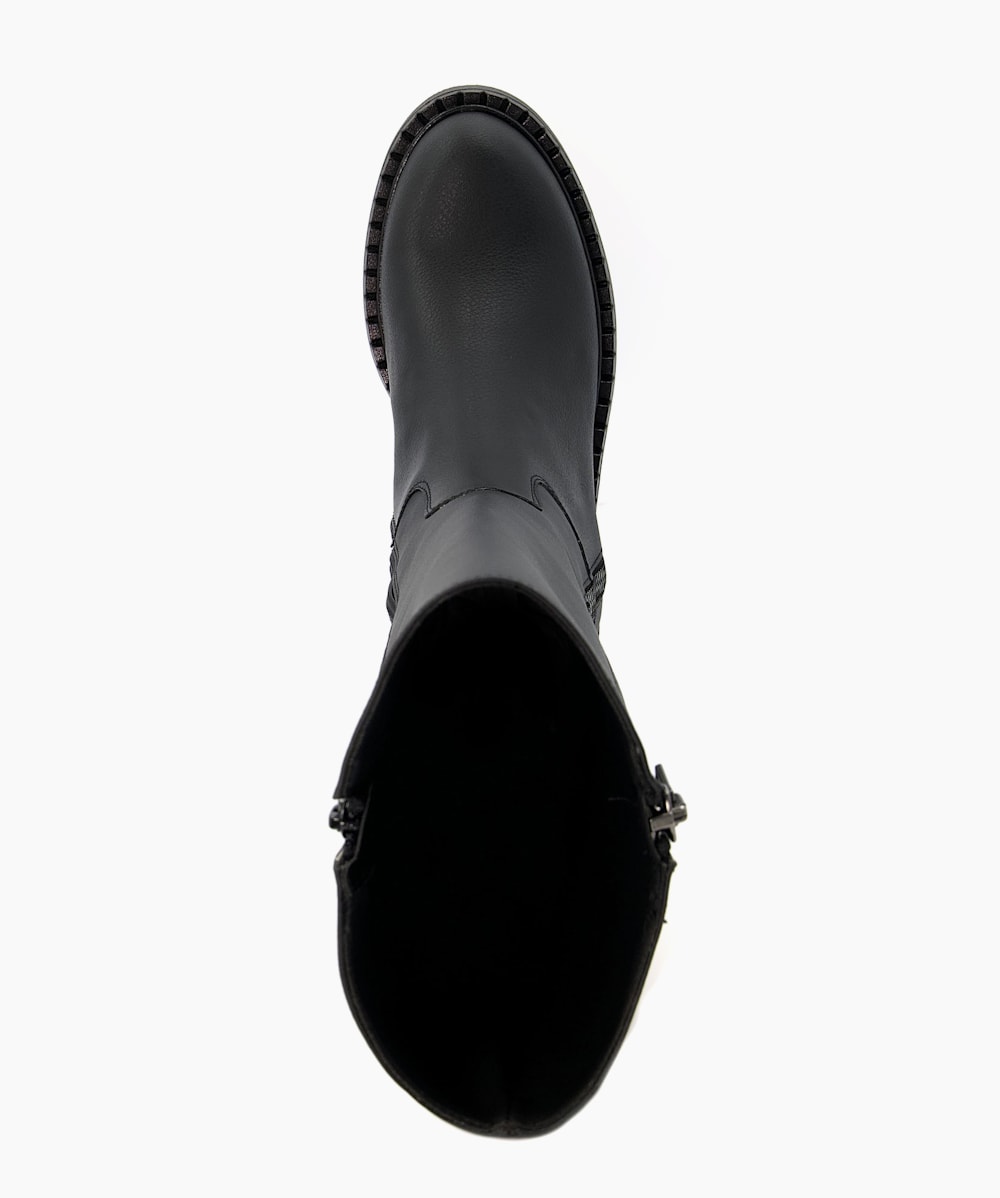 Treasured Black Grape Leather Knee High Boots Dune London