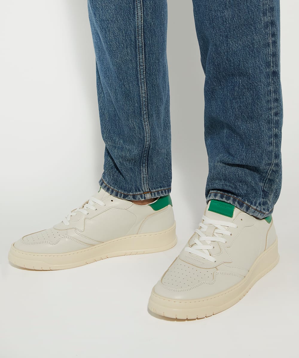 Trent Off White Leather Lace up Trainers Dune London