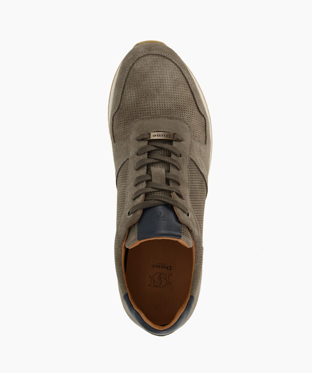 Trilogy Grey Lace Up Runner Trainers Dune London