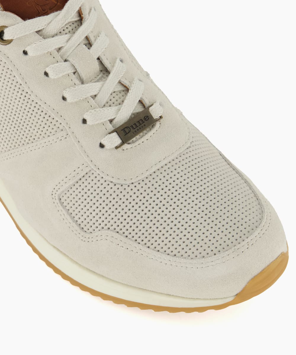 Trilogy Off White Lace Up Runner Trainers Dune London