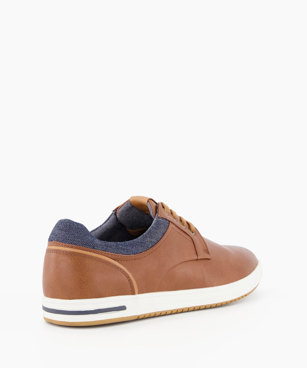 Trip Tan Textured Lace Up Trainers Dune London