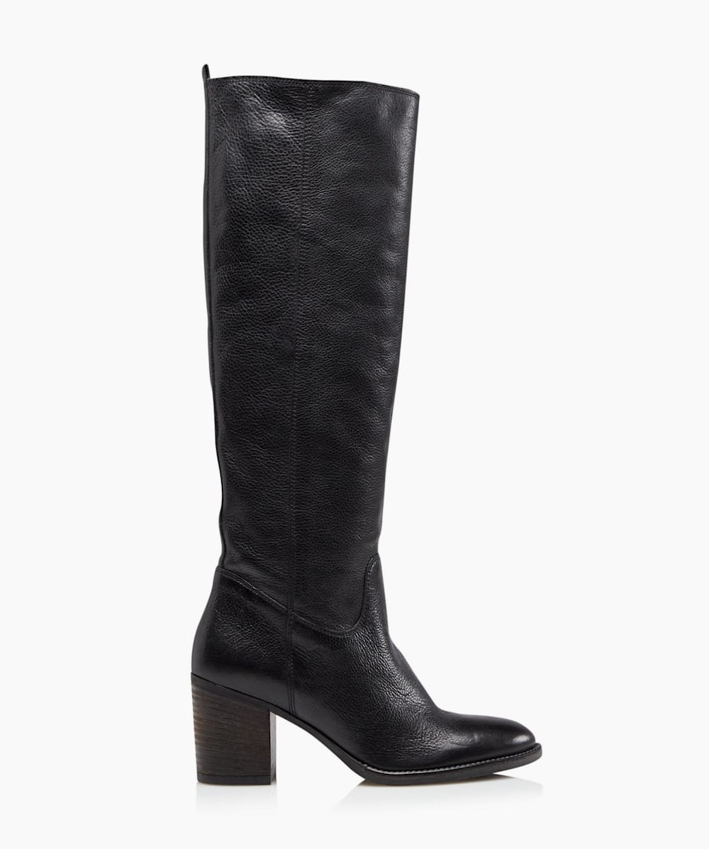 Black mid heel knee high boots 2025