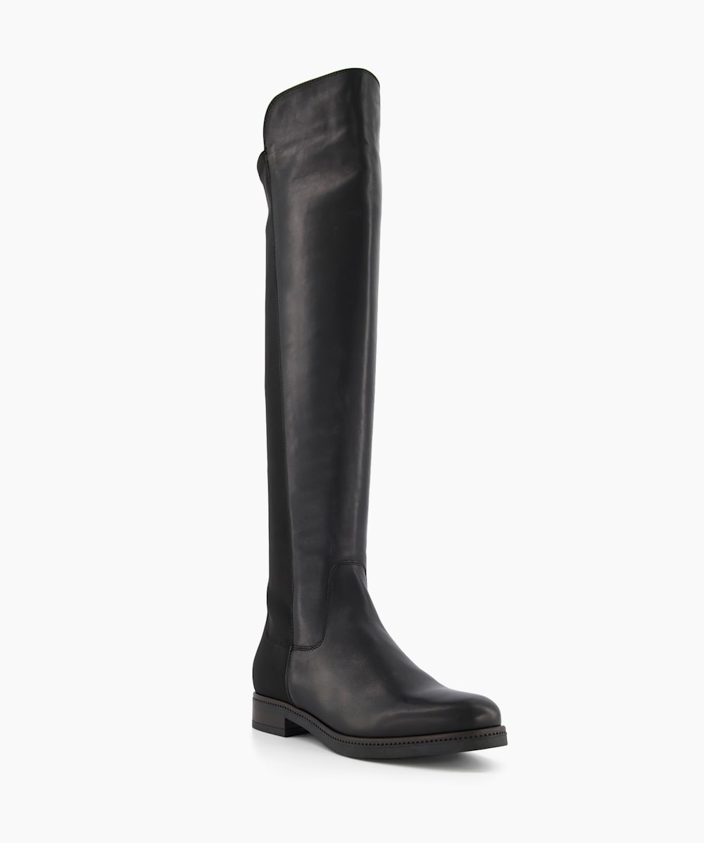 Tropic Black Over The Knee Stretch Boots Dune London