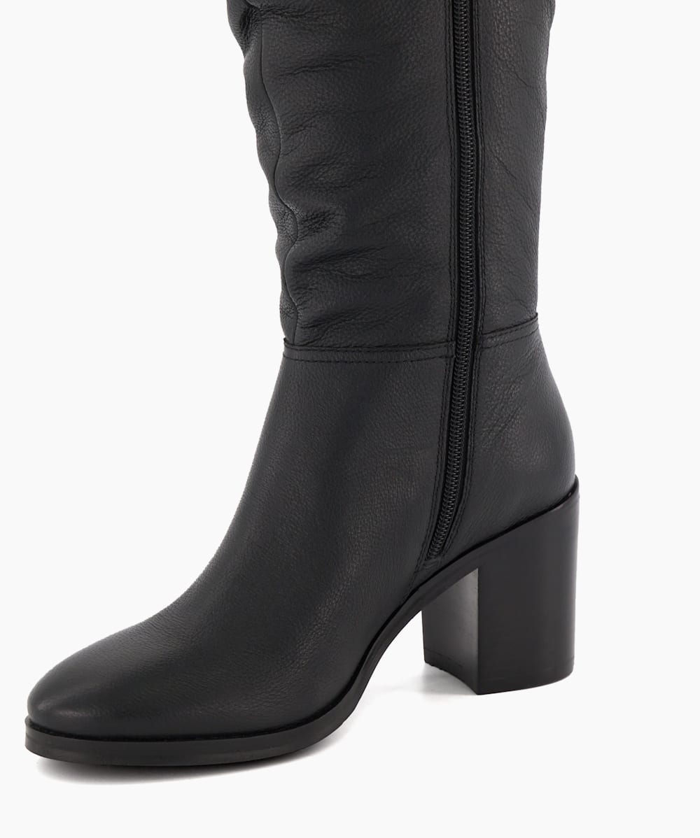 2 inch heel boots knee high best sale