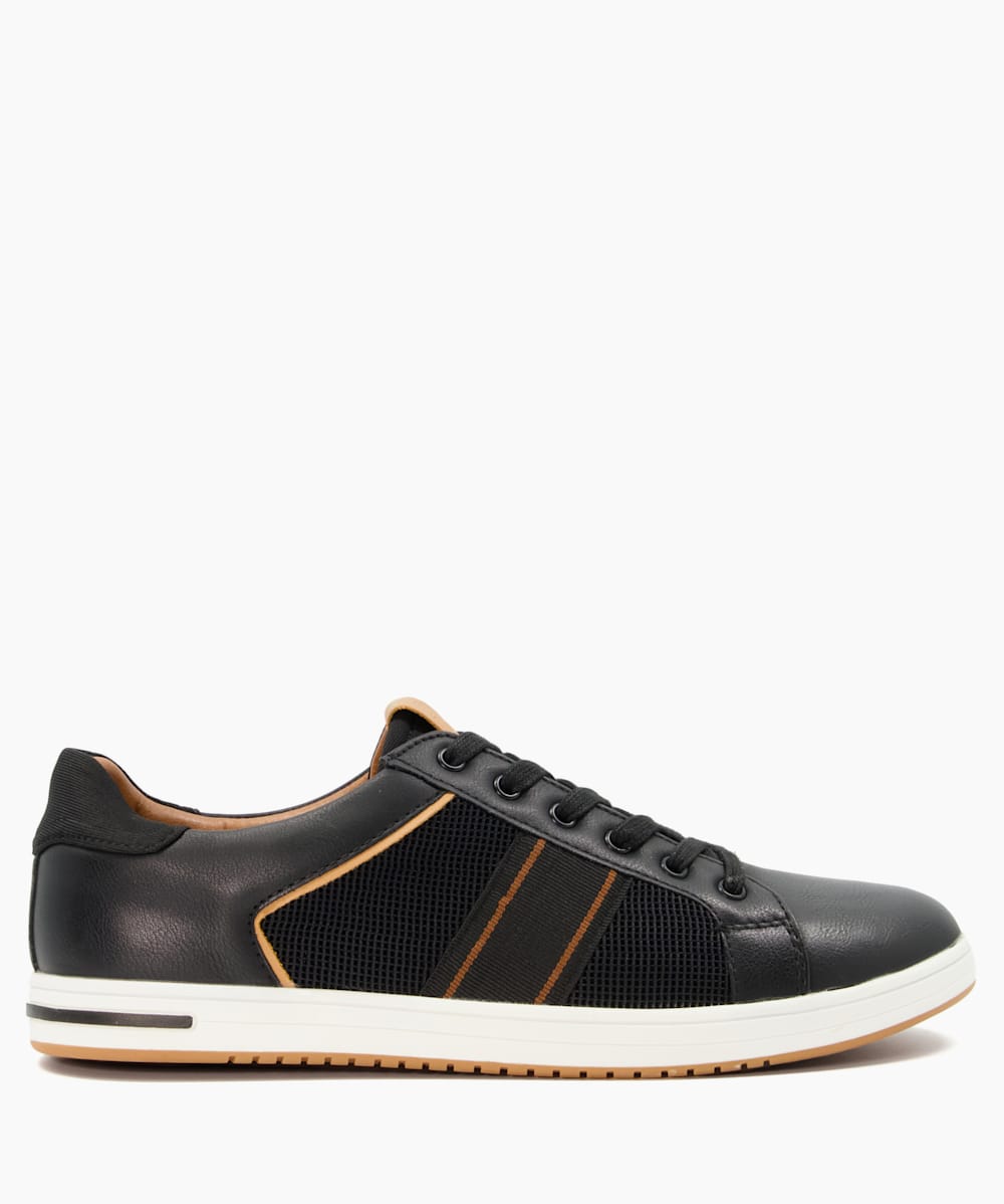 True Black Stripe Panel Trainers Dune London