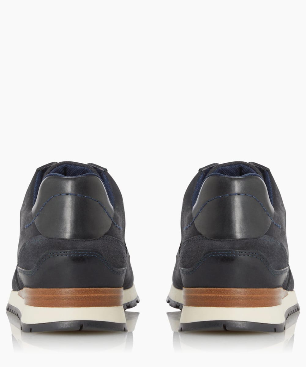 Truro Navy, Side-Stripe Lace-Up Runner Trainers | Dune London