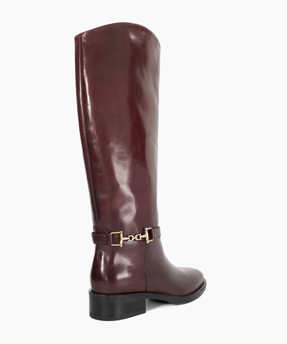 Tucci Burgundy Premium Leather Knee High Riding Boots Dune London