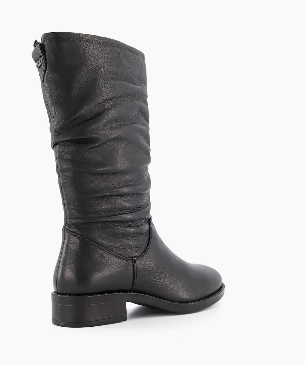 Black leather ruched hotsell boots