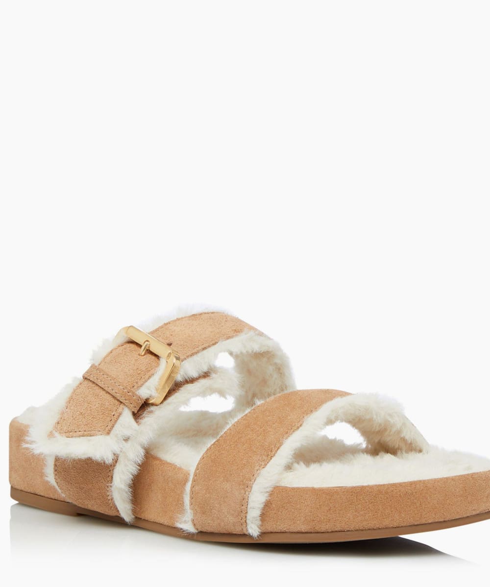 Double strap fur 2024 sandals