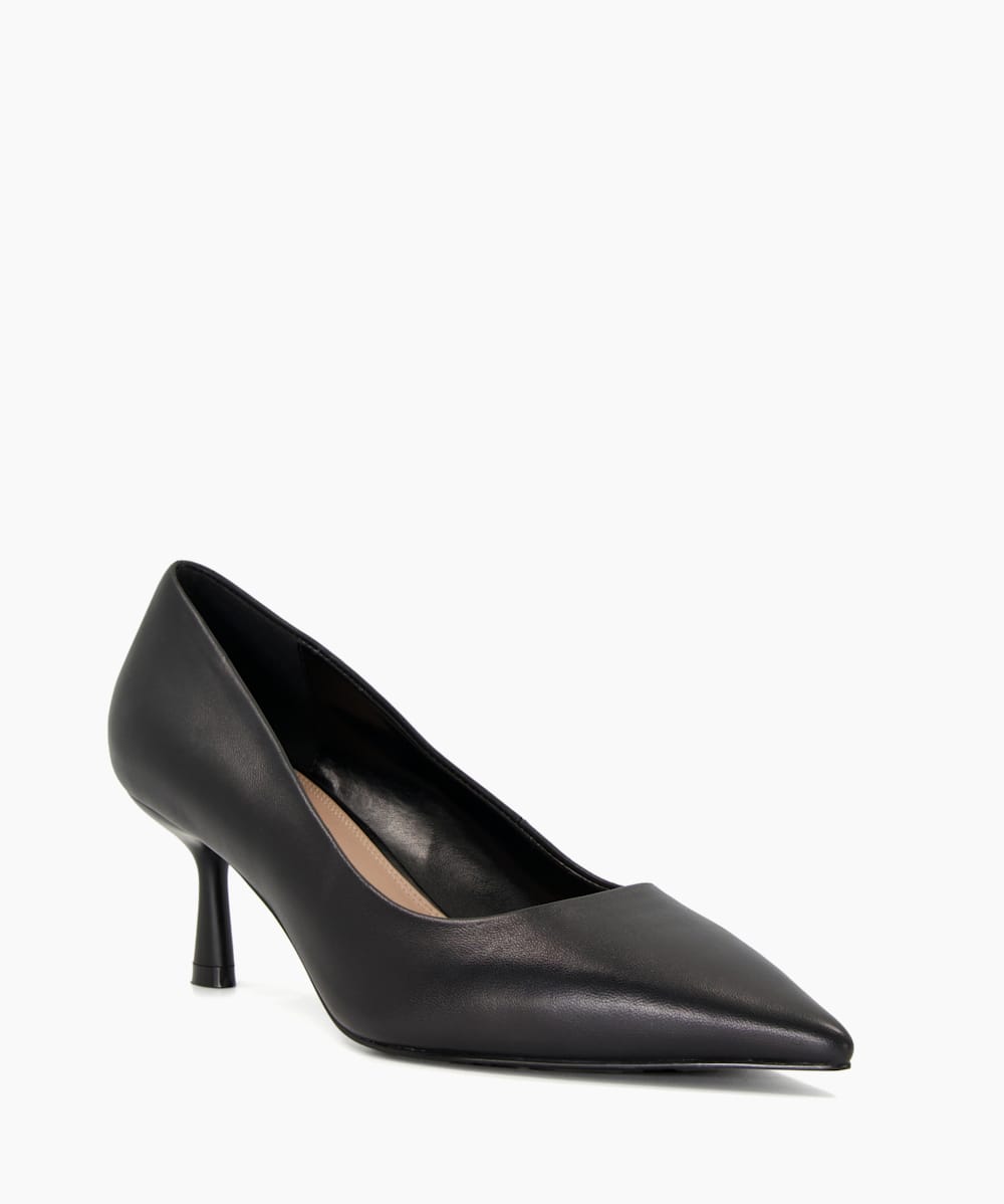 Black court shoes top 2 inch heel