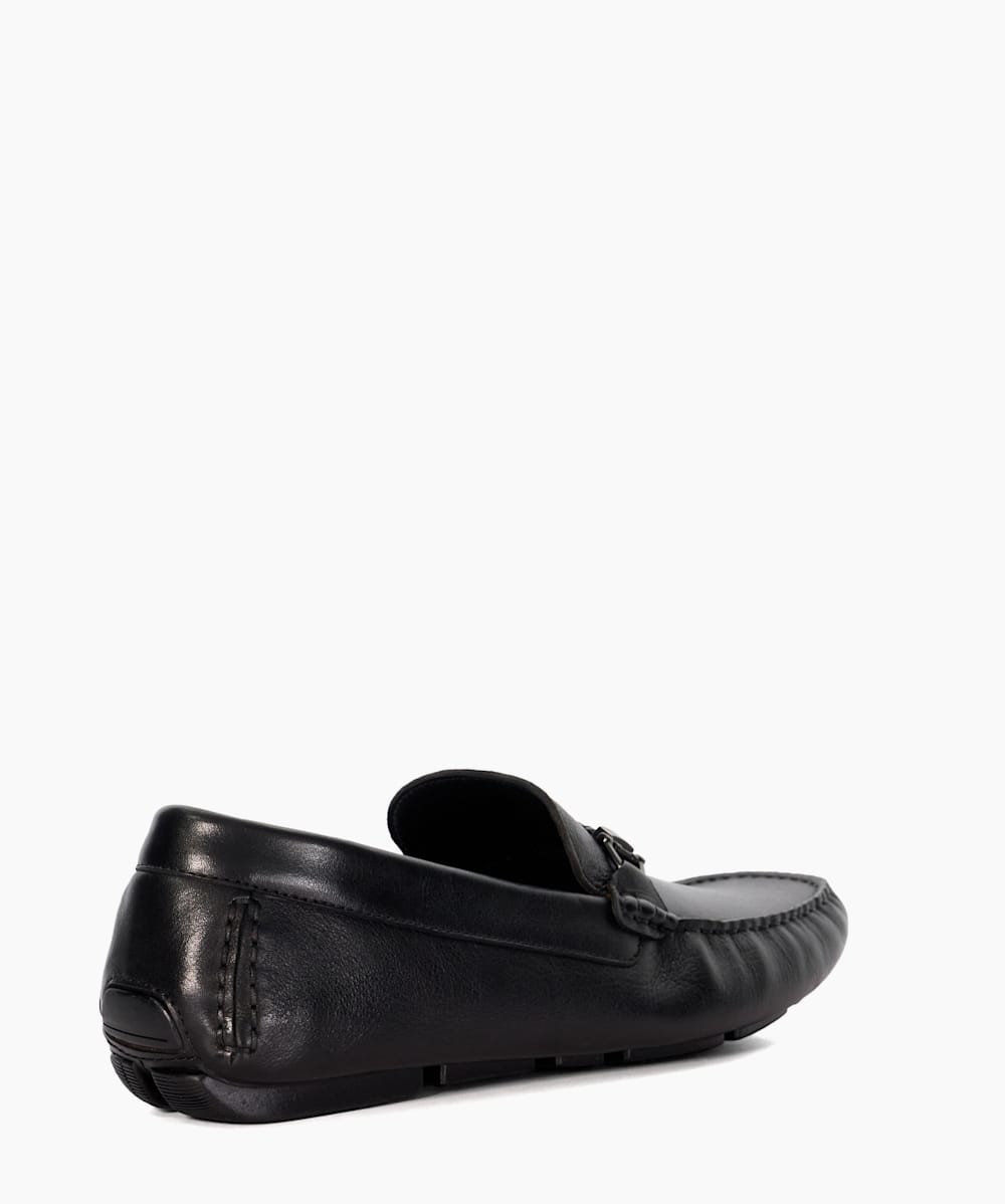 Beacons Black Wide Fit Braided Snaffle Trim Moccasins Dune London