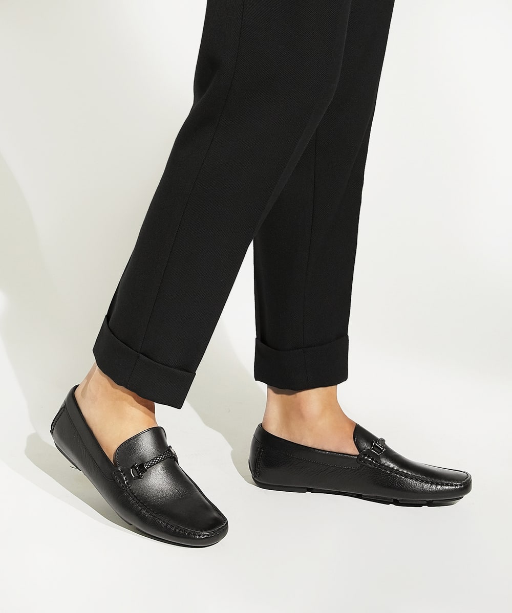 Mens black wide fit shoes top