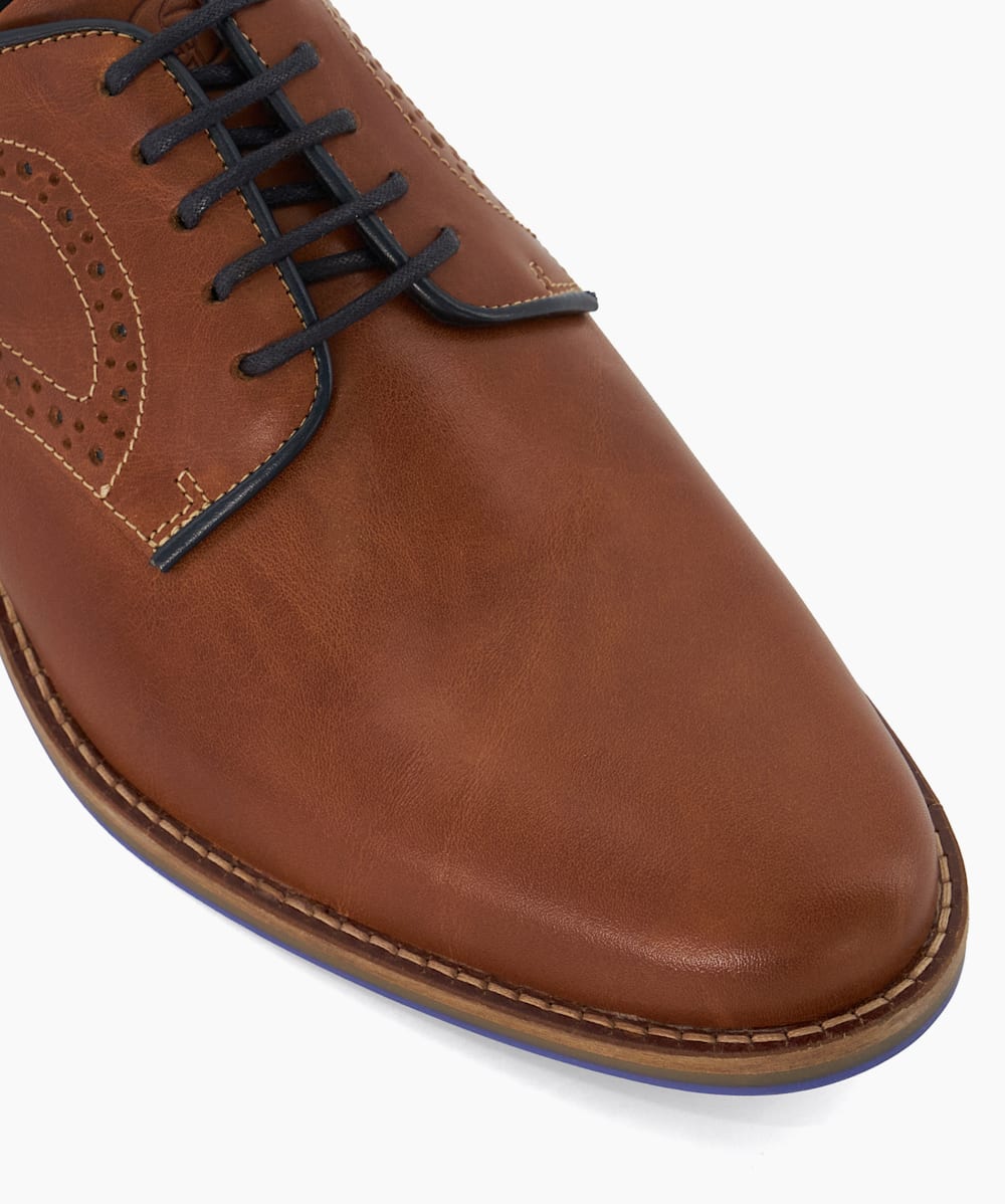 Bintom Tan Wide Fit Leather Derby Shoes Dune London