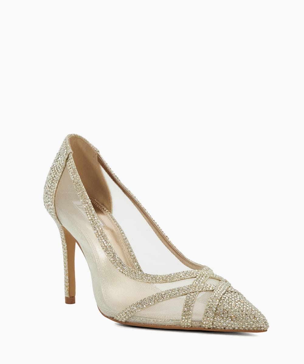 Bridged Gold Wide Fit Mesh Panel Courts Dune London