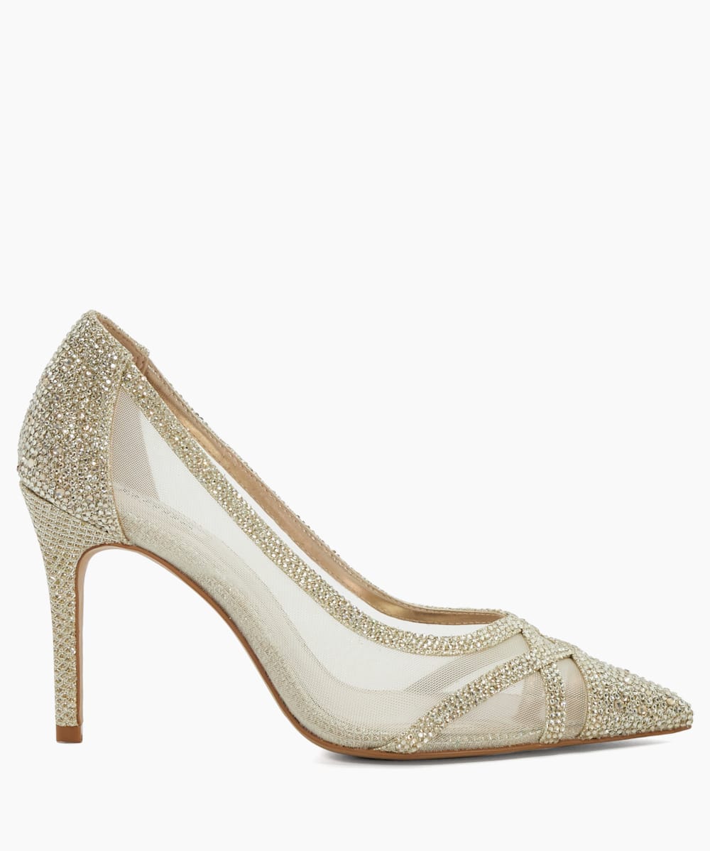 Bridged Gold Wide Fit Mesh Panel Courts Dune London