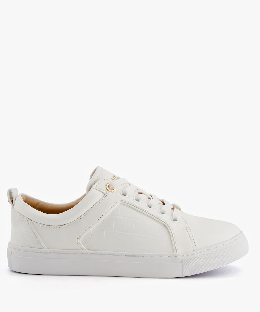 Estee White Wide Fit Mix Material Trainers Dune London