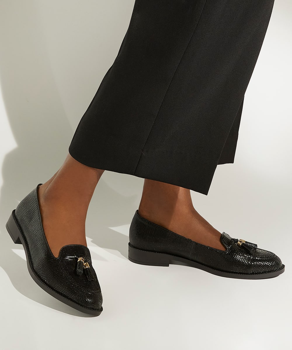 Dune greatly tassel loafers black top