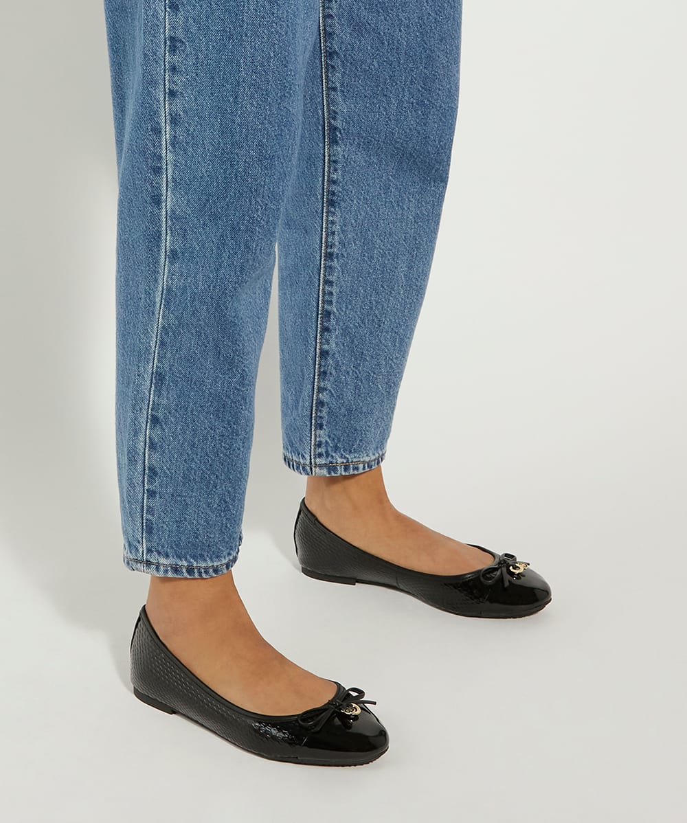 Hallo Black Wide Fit Charm Detail Ballet Shoes Dune London