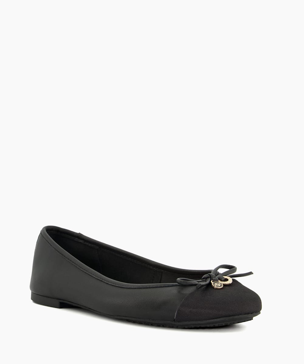 Hallo Black Wide Fit Charm Detail Ballet Shoes Dune London