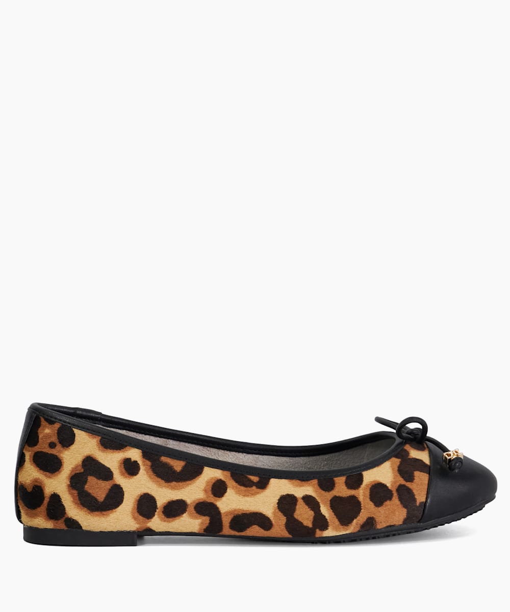 Hallo Leopard Wide Fit Charm Detail Ballet Shoes Dune London