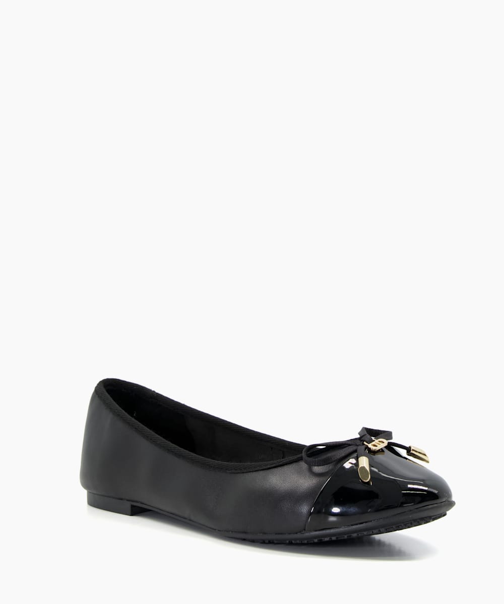 Wide Width Patent Basic Bow Detail Ballet Flats