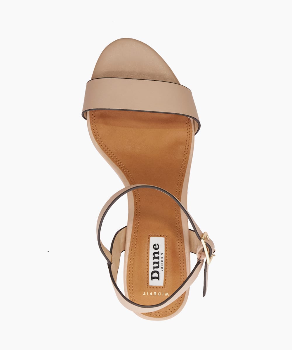Jelly Blush Wide Fit Leather Block Heeled Sandals Dune London