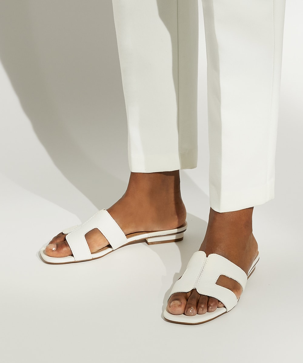 Loupe White Wide Fit Smart Slider Sandals Dune London