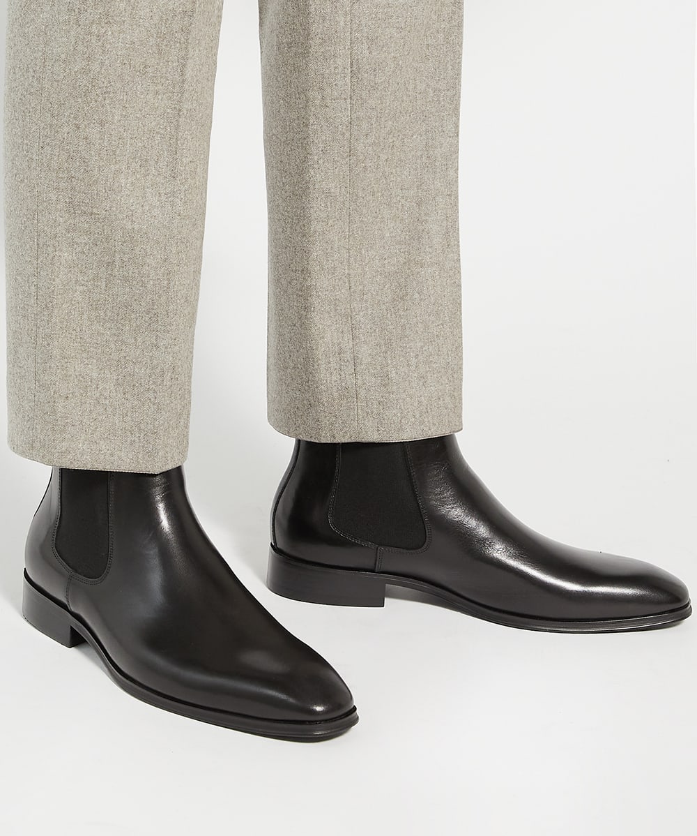 Mandatory Black Wide Fit Leather Chelsea Boots Dune London