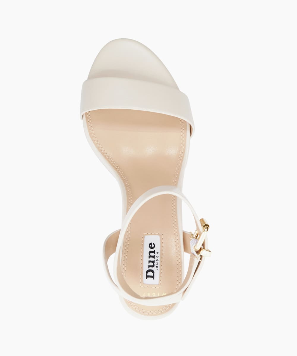 Memee Ecru Wide Fit Mid Block Heel Sandals Dune London