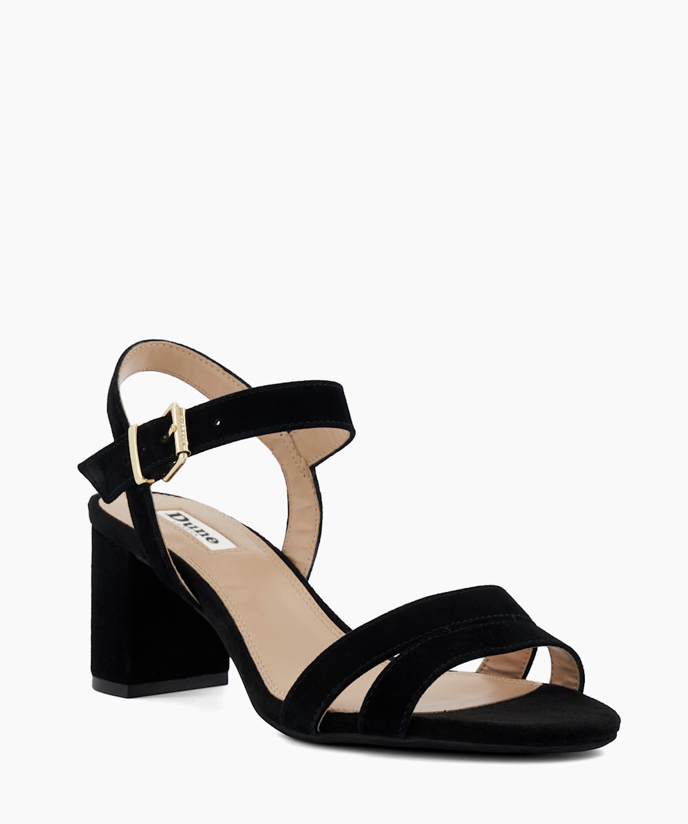 Black heeled hotsell sandals wide fit