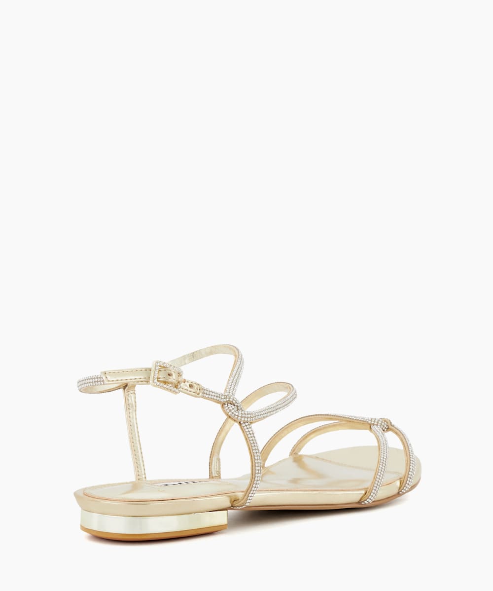 Dalinda champagne satin rhinestone shop flat sandals