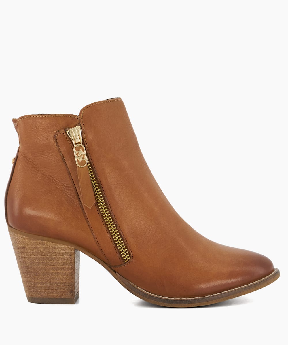 Wide fit top tan ankle boots