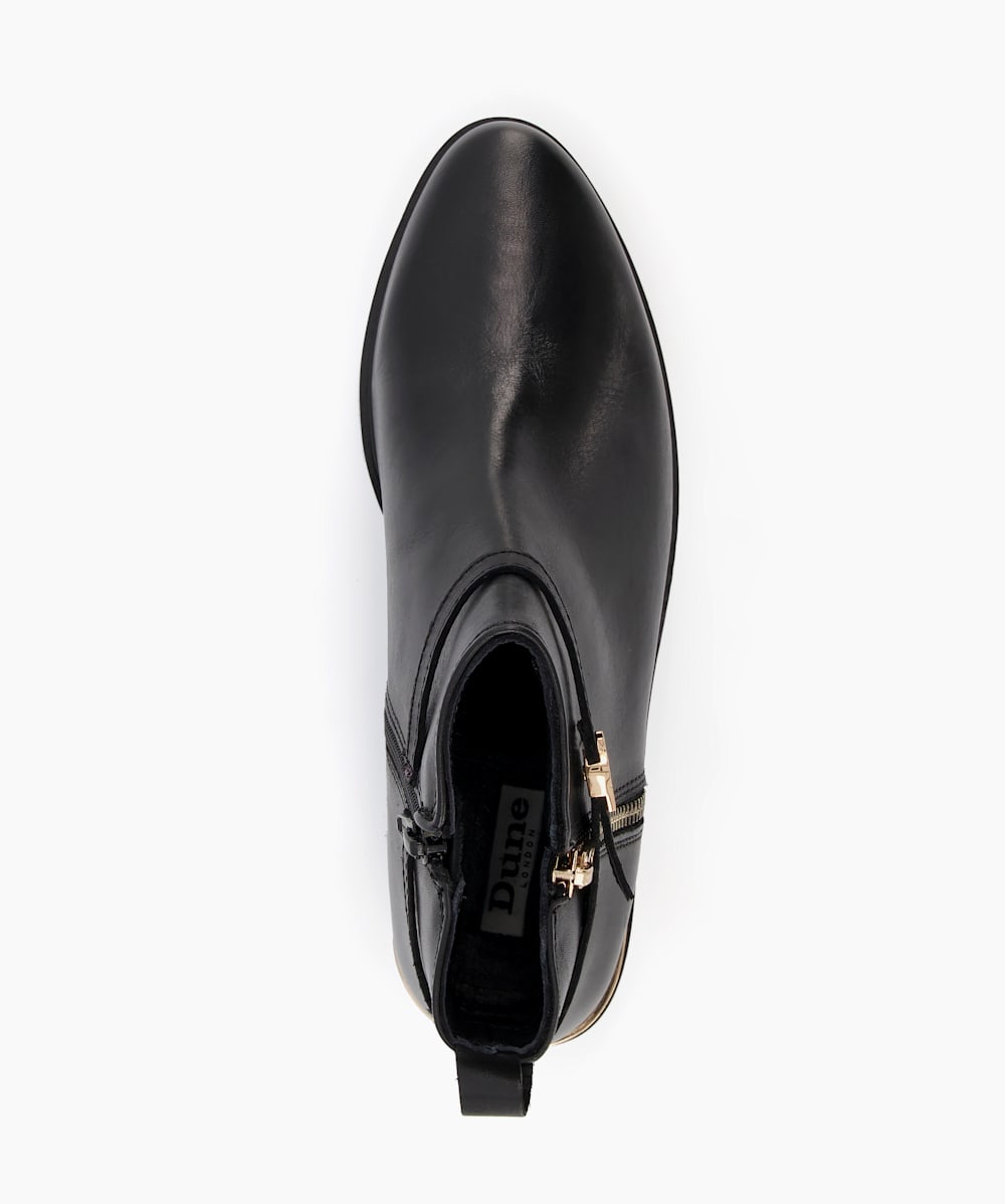 Pap Black Wide Fit Zip Detail Ankle Boots Dune London