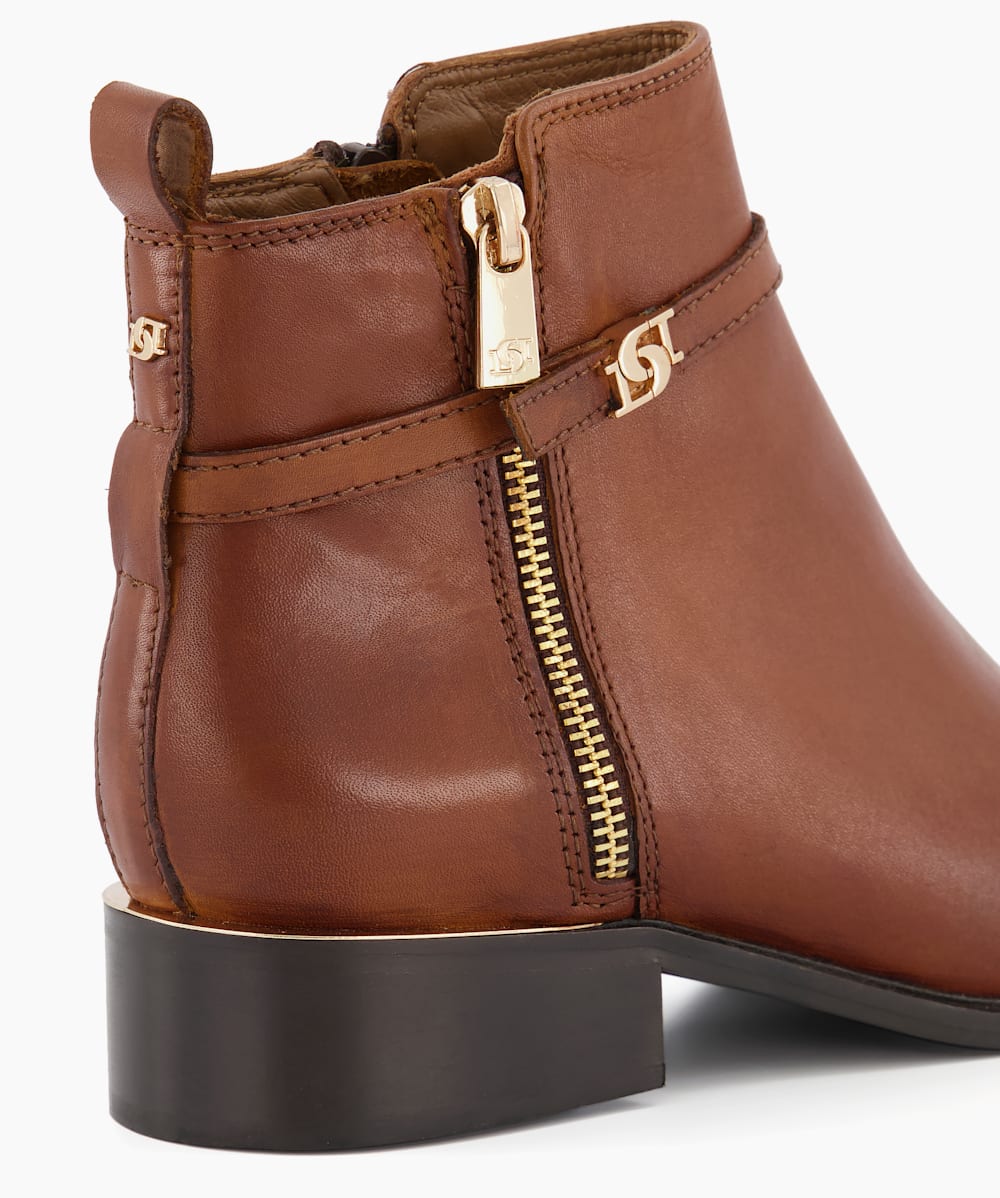 Dune Wide Fit Pap Leather Ankle Boots, Tan at John Lewis & Partners