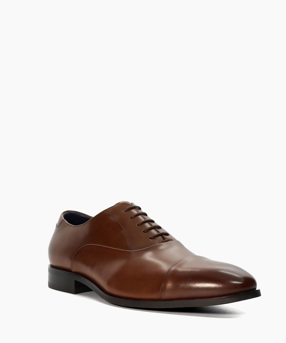 Secrecy Dark Tan Wide Fit Leather Oxford Shoes Dune London