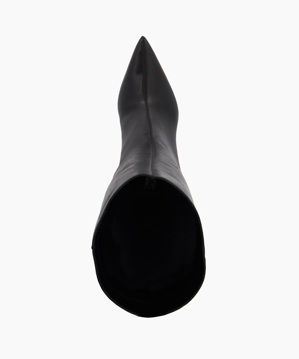 Smooth Black Knee High Kitten Heel Boots Dune London
