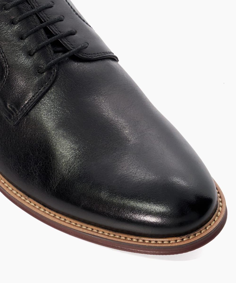 Stanleyy Black Natural Wood Sole Gibson Shoes Dune London