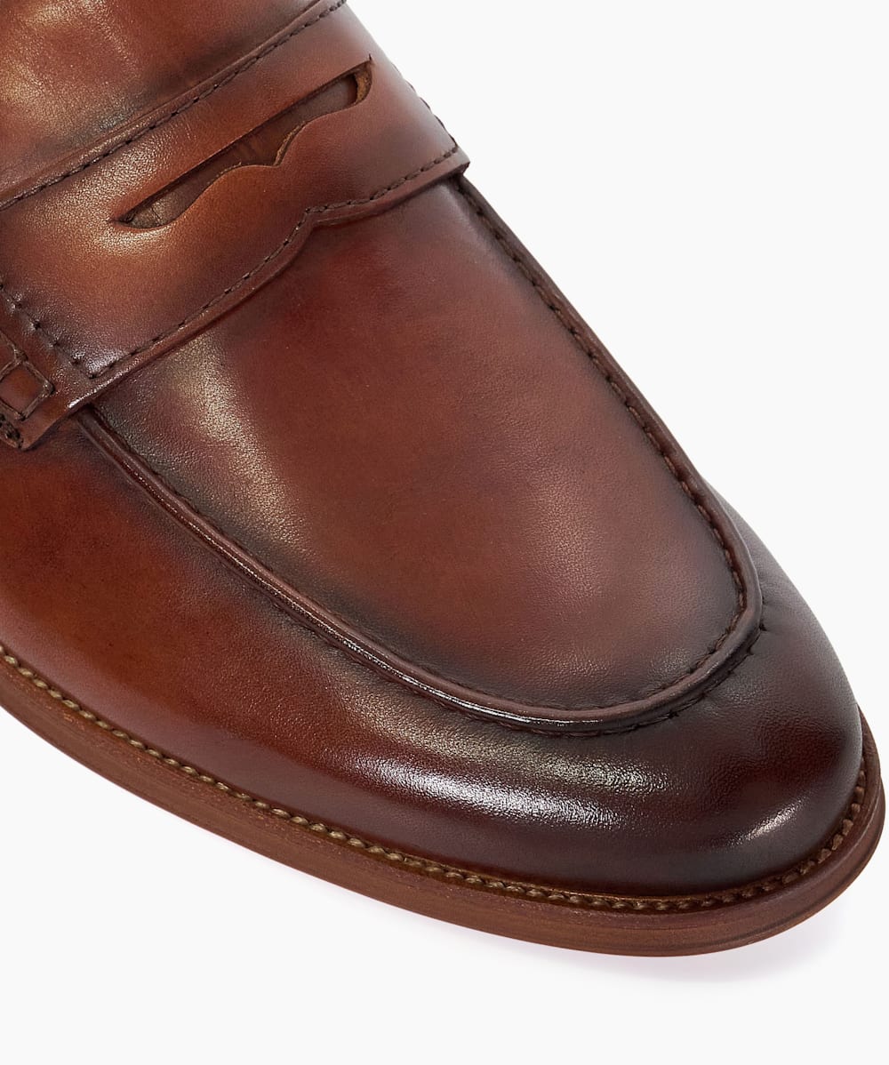 Leather loafers wide fit hot sale