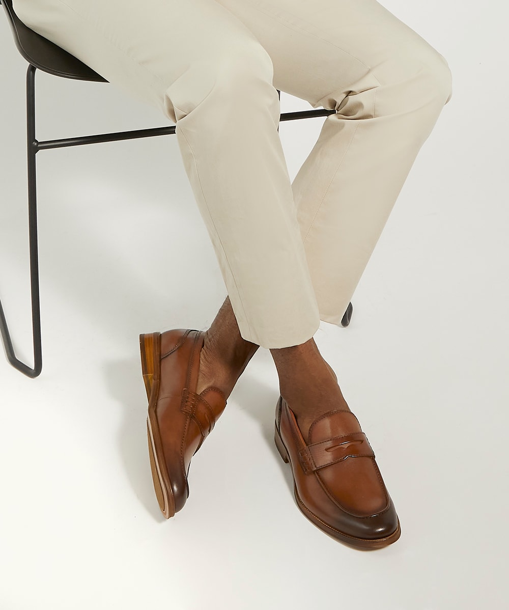 Tan wide fit loafers sales